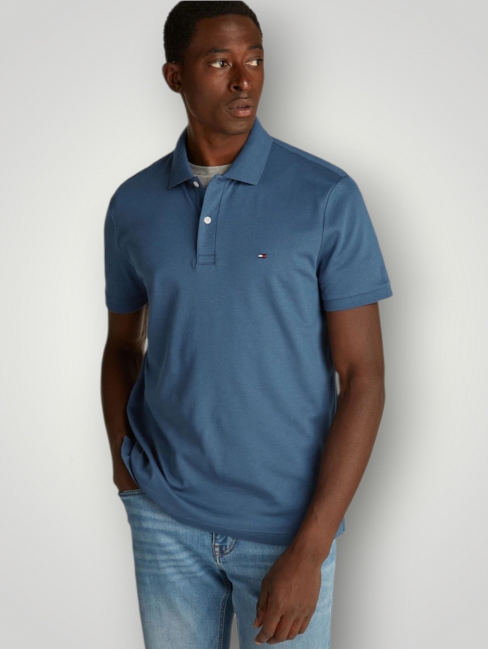 Tommy Hilfiger Men's XXL Custom Fit Blue Piqué Polo Shirt 100% Cotton New